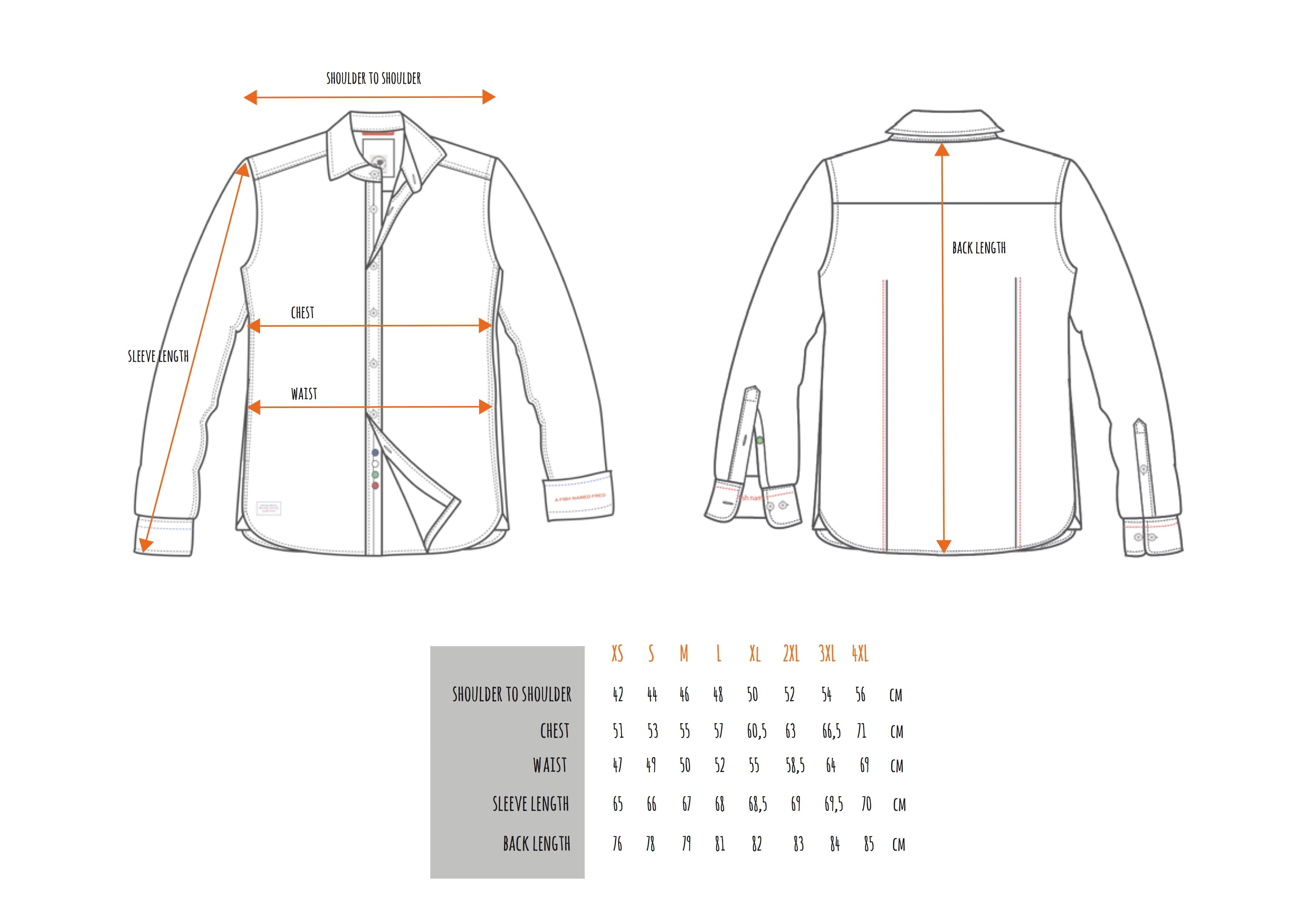 A Fish Named Fred Sizing Chart - Shirts– Ken Cook Menswear
