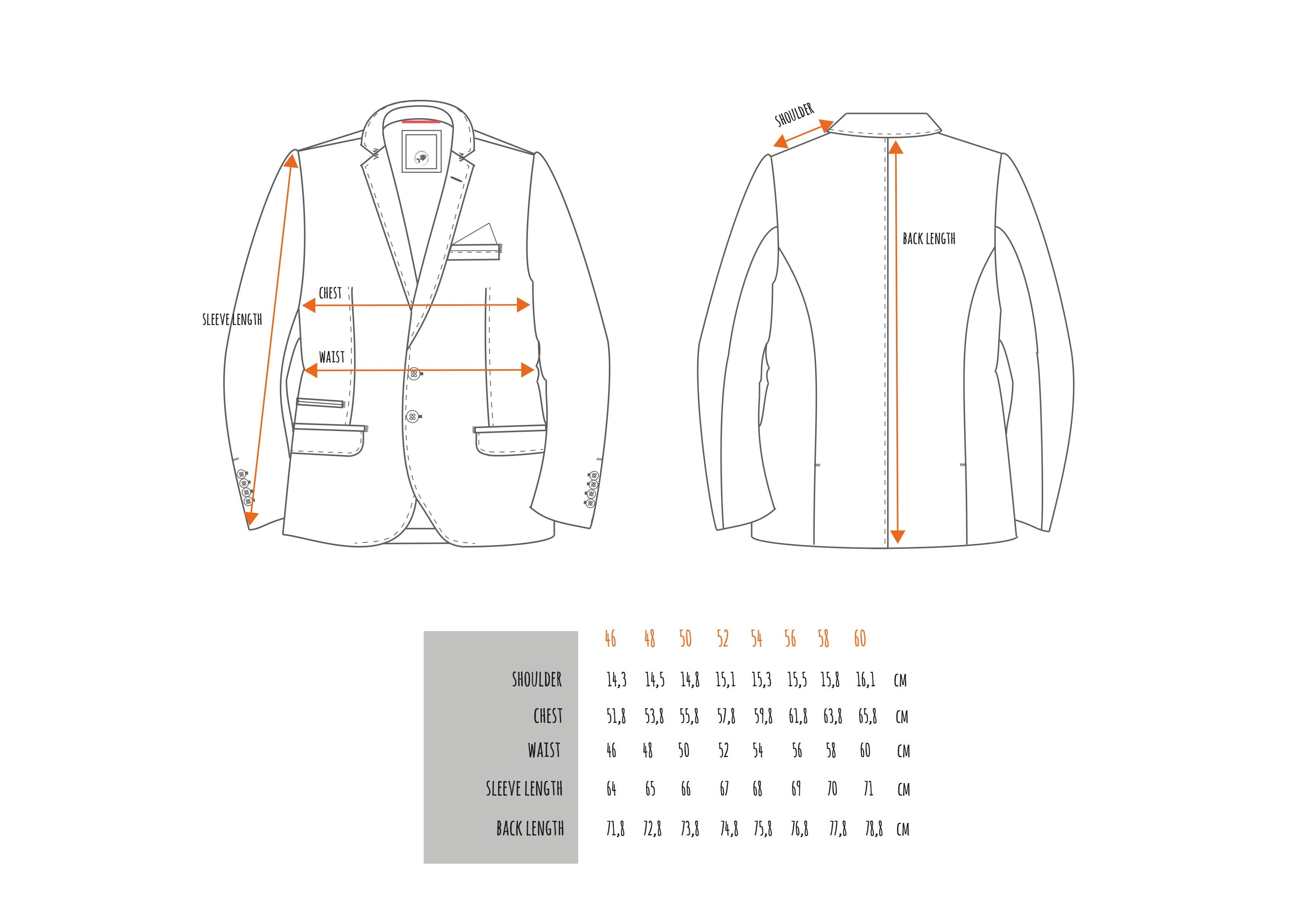 AFNF Jacket Sizing Chart