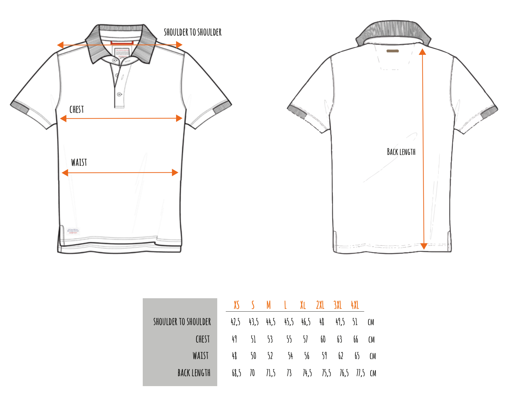 AFNF Polo and Tee Sizing Chart