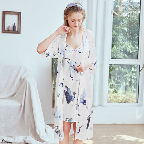 Casual Night Dress and Robe Set