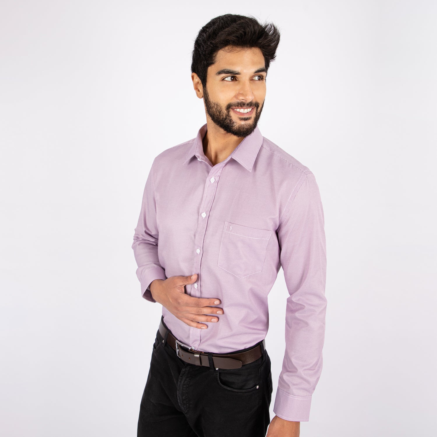 Camisa Modern Fit Manga Larga Lines Uva – Lima Shirt Co.