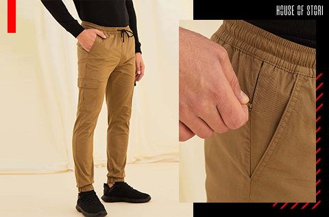 khaki plain cargo trousers