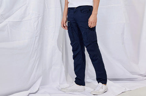 Navy Stretch Relax Fit Cargo Trouser - HOS