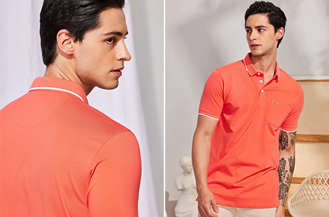 Orange solid polo t-shirt - HOS