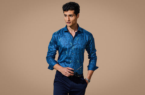 blue printed shirts for men - HOS