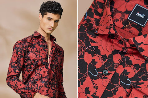 red printed party wear shirt