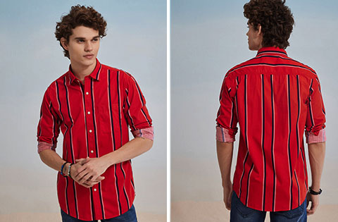 Red Striped Shirt For Men