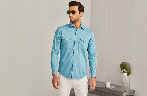sky blue cargo shirts for men - HOS