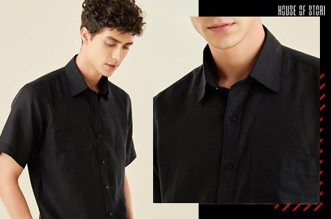 Black Linens Plain Shirt