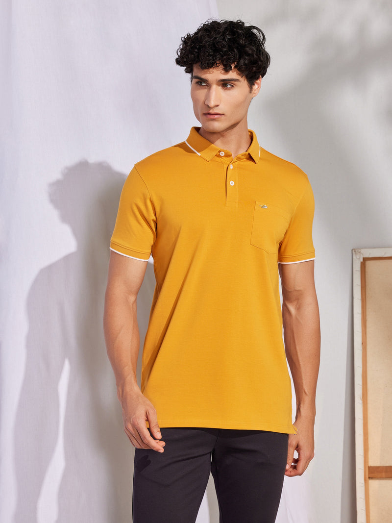 Buy Yellow Stretch Polo T-Shirt S479064 Online – House of Stori