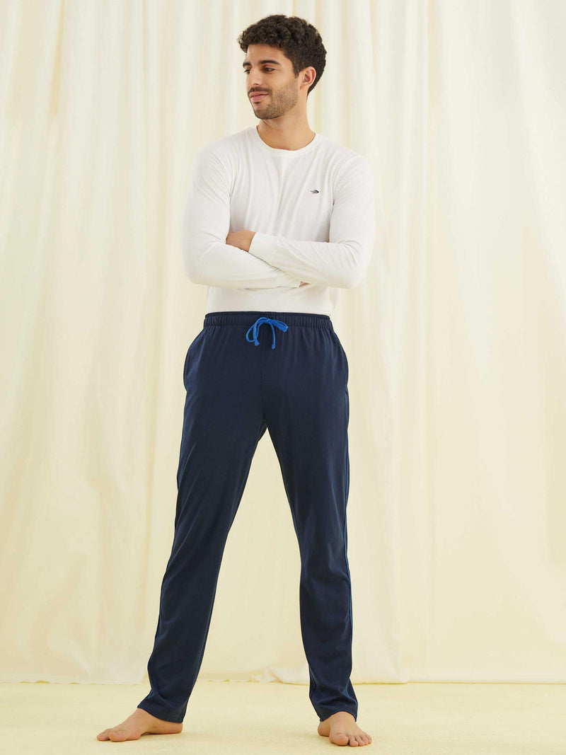 Navy Plain Casual Track Pant
