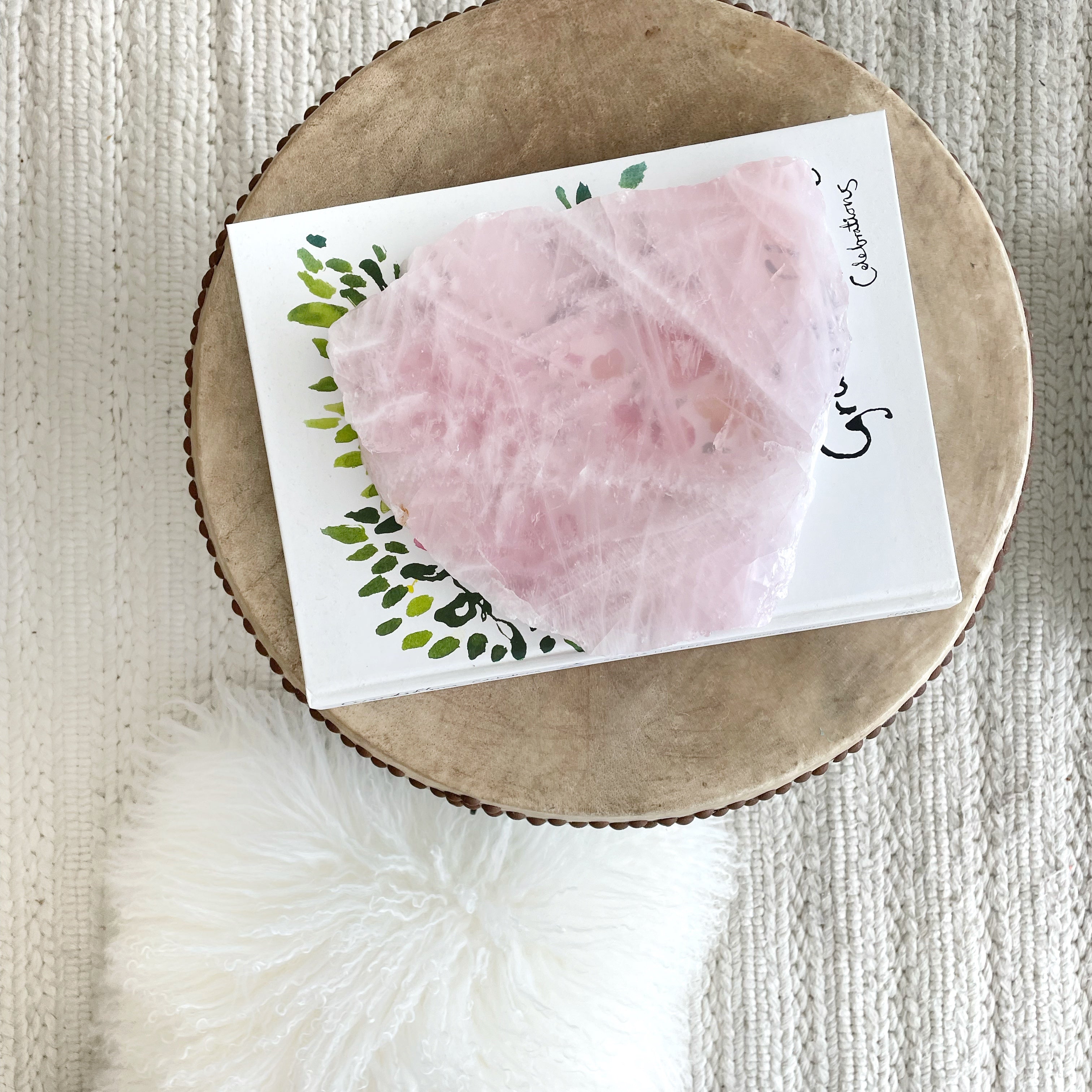 Thick Cut Natural Rose Quartz Crystal Slab B - Sourceress product image