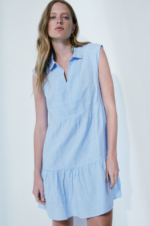 Sea light blue stripe shirt dress – Melissa Nepton