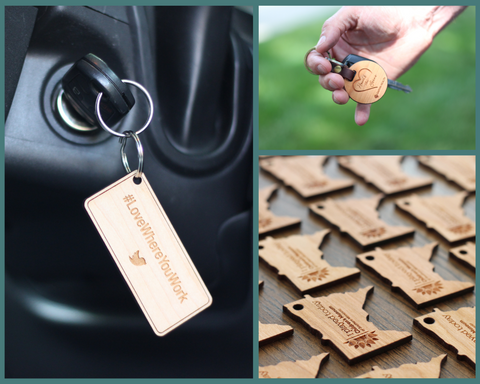Work from Home Employee Gifts - Wooden Keychain