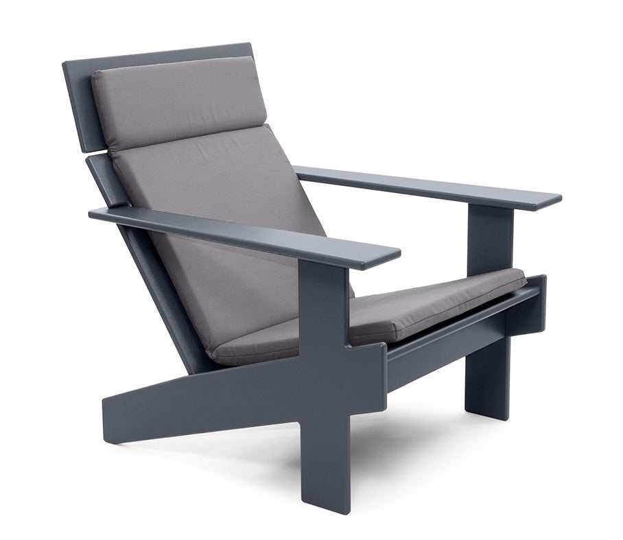 Grey lollygagger lounge chair with grey lollygagger cushion