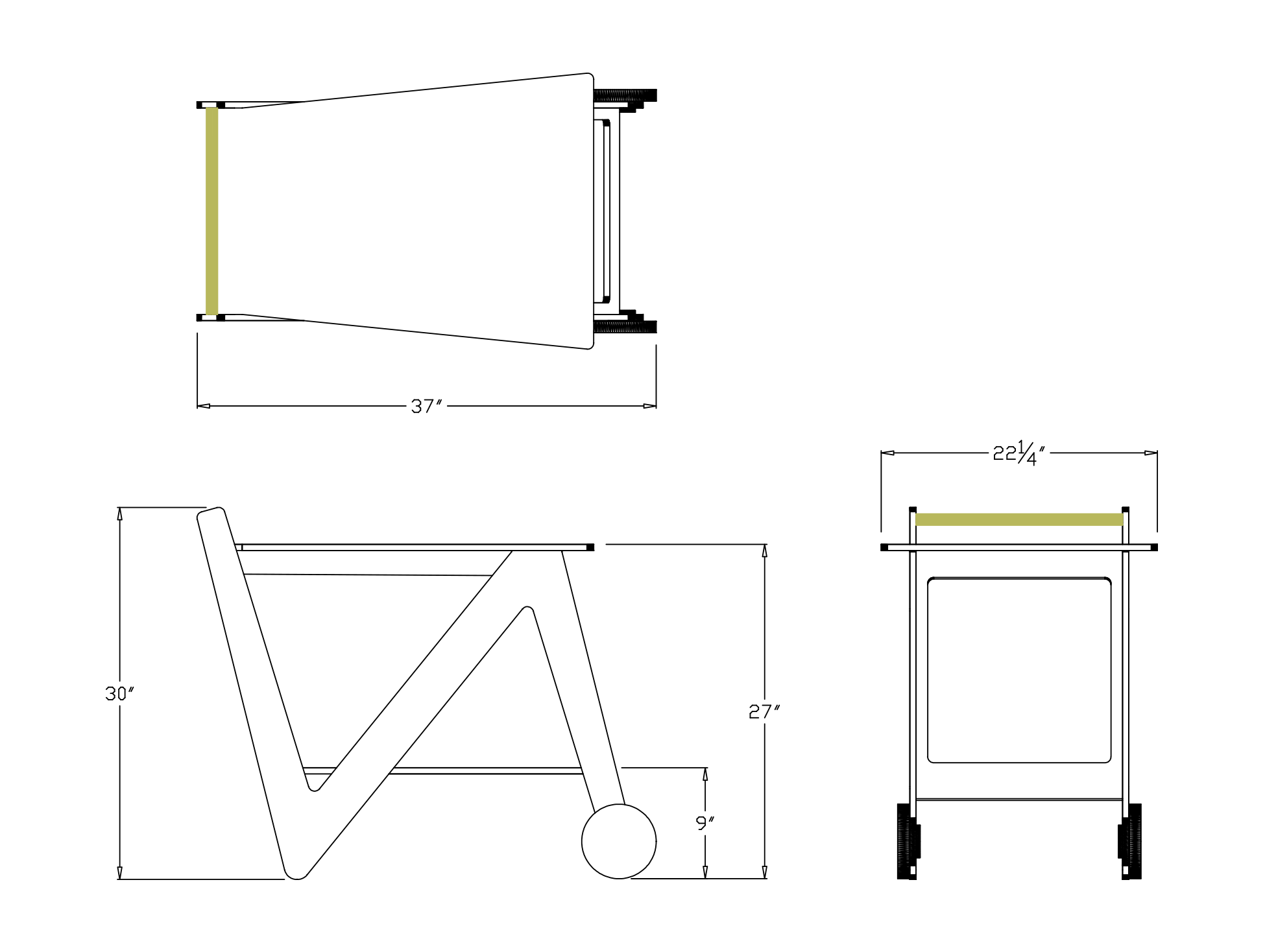 Rapson Bar Cart Dimensions