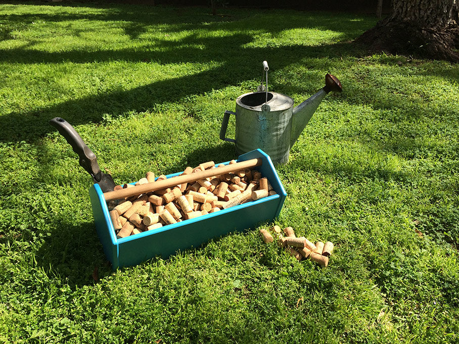 wine corks in recycled plastic tote