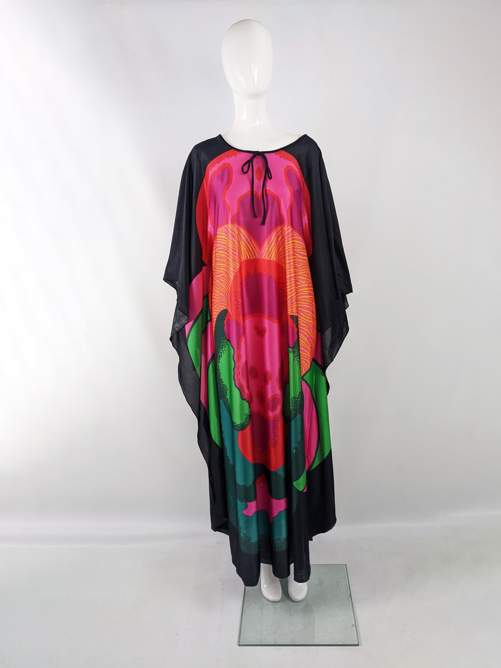 Clive Byrne Vintage Black Floral Kaftan Dress, 1970s – Zeus Vintage