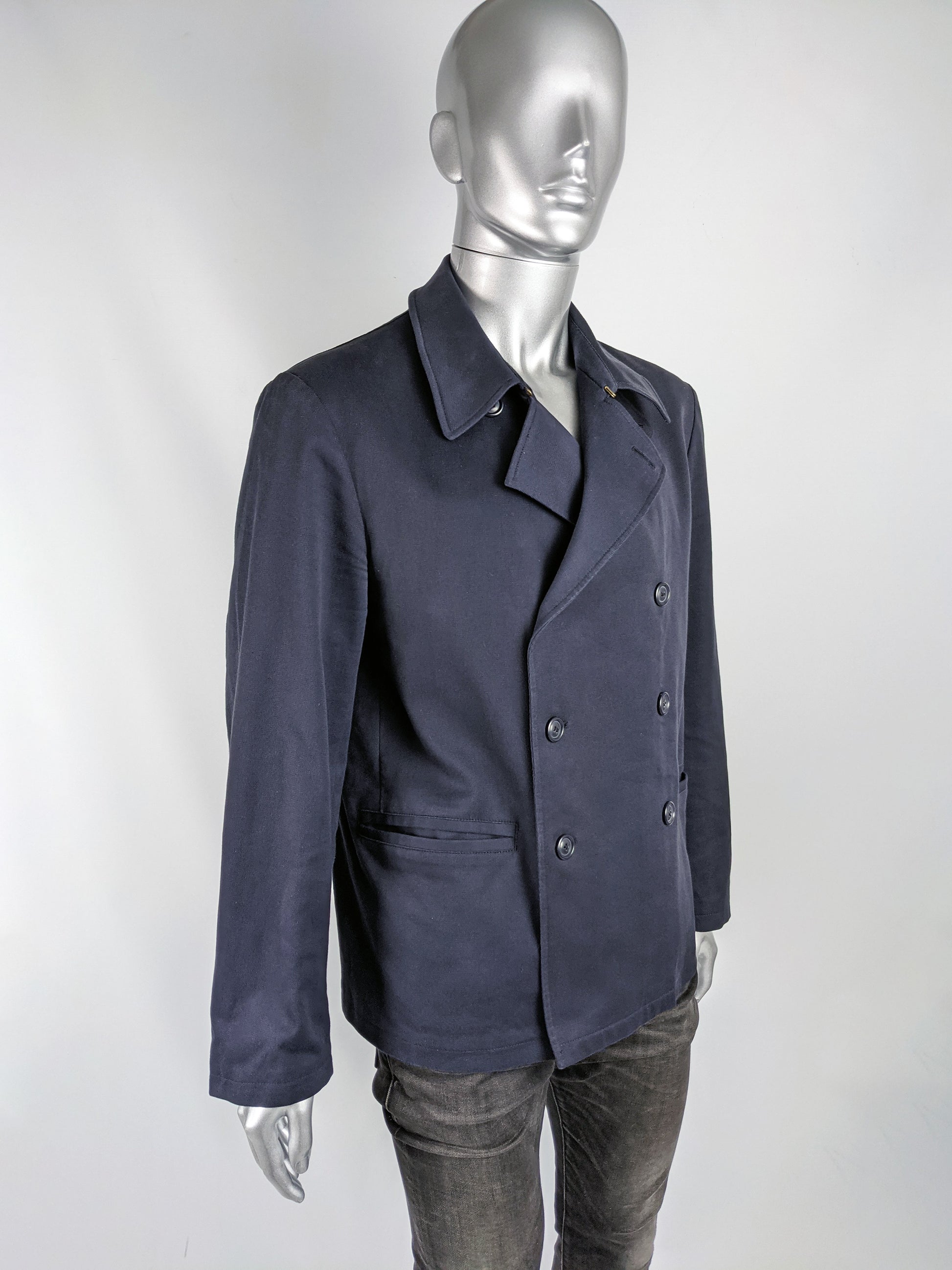 Emporio Armani Vintage Mens Cotton Pea Coat, 1990s – Zeus Vintage