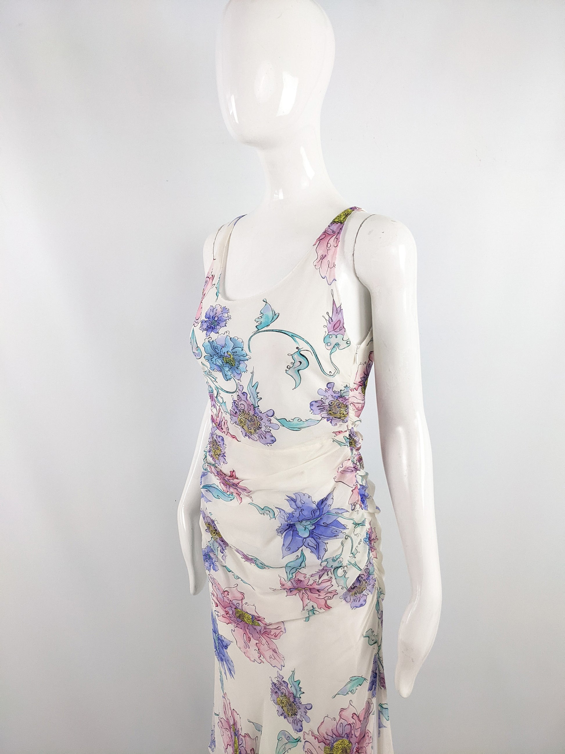 Emanuel Ungaro Vintage Off White Silk Floral Print Dress, 2000s – Zeus  Vintage