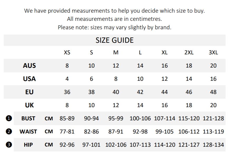 Sizing Guides – Salt Boutique Ulladulla