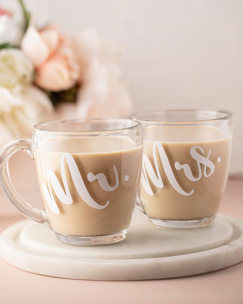 Mr and Mrs Glass mugs, Custom Personalized Coffee mugs, Specialty Coff –  LisbonBlue