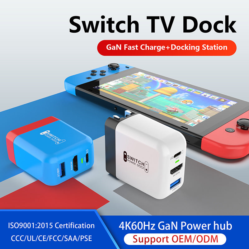Switch Dock for Nintendo Switch OLED, 3 in 1 Switch TV Adapter with 4K 60Hz  HDMI, USB 2.0 Port, Type C 30W Charger, Portable Switch Docking Station