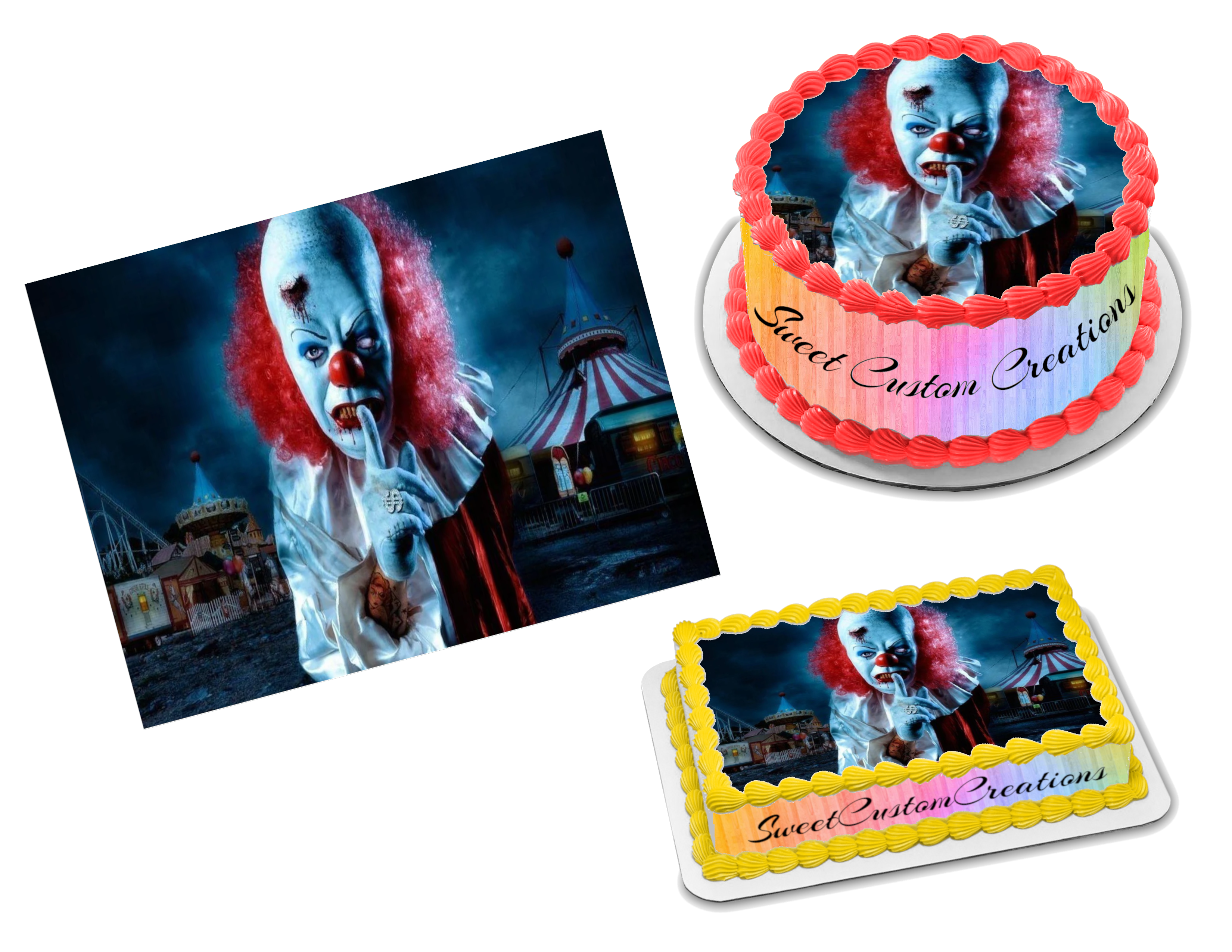 Pennywise IT Creepy Clown Edible Cake Image Topper Personalized Birthday  Cake Banner 1/2 Sheet -