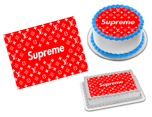 Louis Vuitton Red White Supreme Wrap Edible Image Cake Topper Personalized  Birthday Sheet Decoration Custom Party Frosting Transfer Fondant