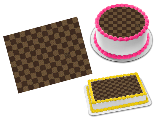 Louis Vuitton Patterns Layout Black Brown Pink Edible Cake Toppers –  Cakecery