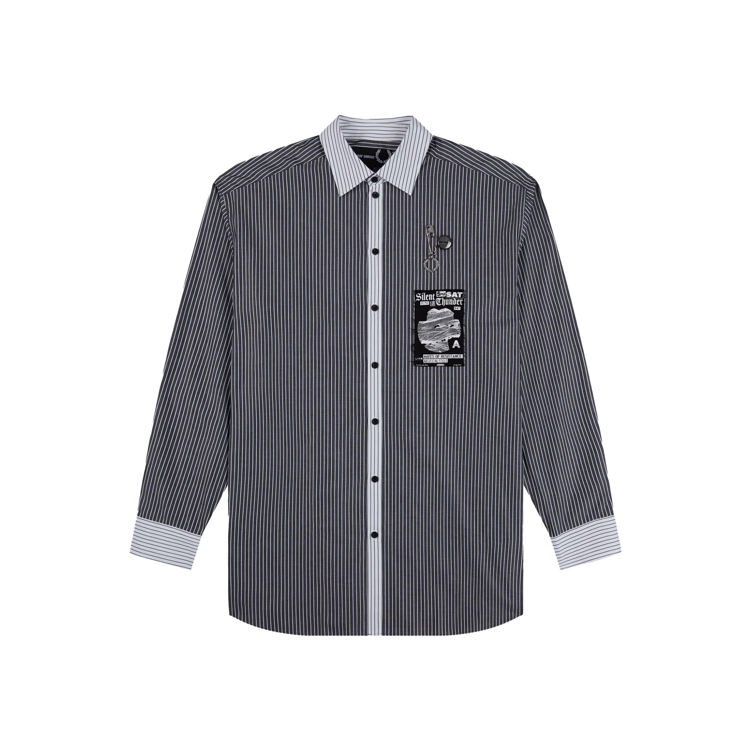 Fred Perry x Raf Simons Stripe Patch Oversized Shirt Black & SNEAKERBOX