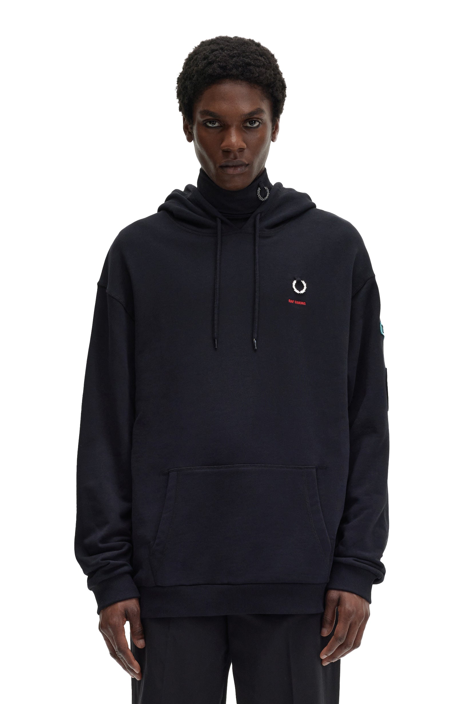 Fred Perry x Raf Simons Patched Overhead Hoodie Black & SNEAKERBOX