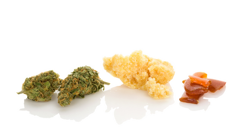 Hemp delta-11 flower and two different forms of Delta-11 concentrates to show examples of different types of Delta-11 products. 