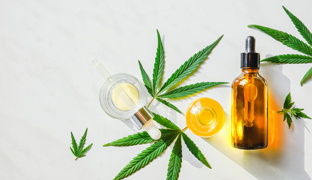 Two bottles of CBD oil, and oral form of CBD that is popular in Massachusetts.