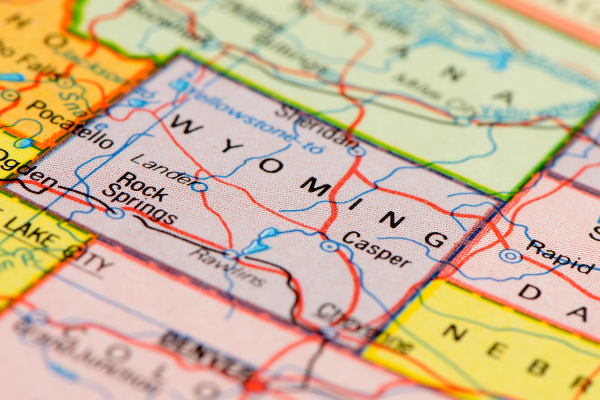 A map showing Wyoming and surrounding states