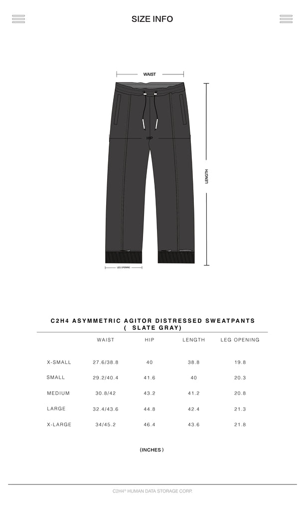 Staff Uniform Asymmetric Agitator Distressed Sweatpants - C2H4®
