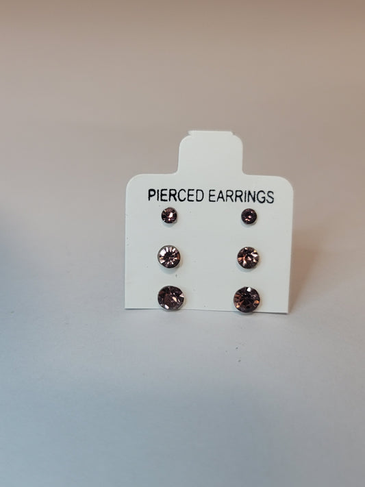 Hypoallergenic Rhinestone tiny post stud earrings plastic post 3 pairs
