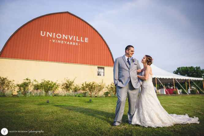 A Bride & Groom on the Wedding Day at Unionville Vineyards