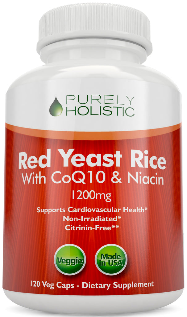 Red Yeast Rice 1200mg with CoQ10 - Flush Free Niacin, 120 Vegetarian C –  Purely Holistic