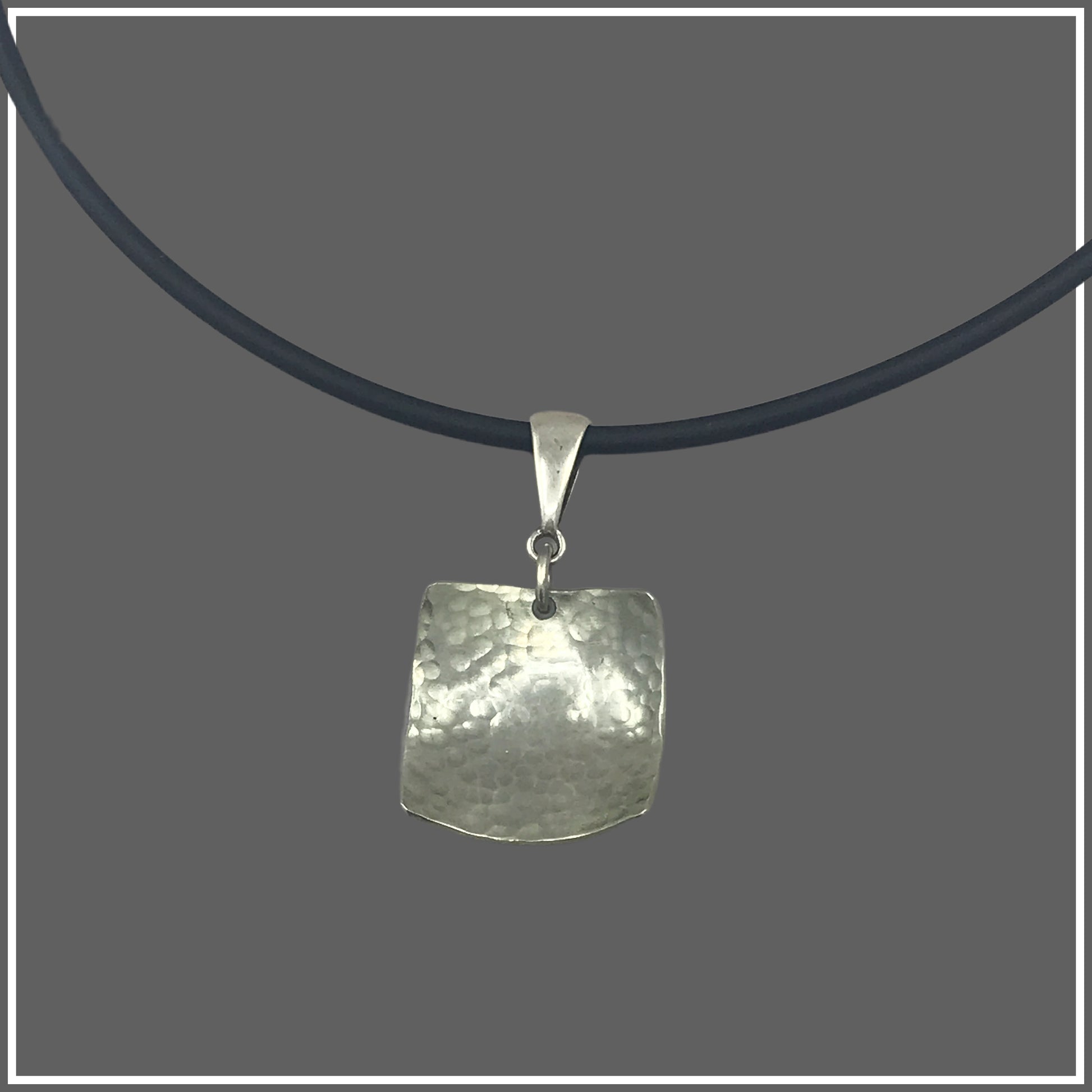 Sterling Silver Square Domed Necklace by Marye Brenda Jewelry