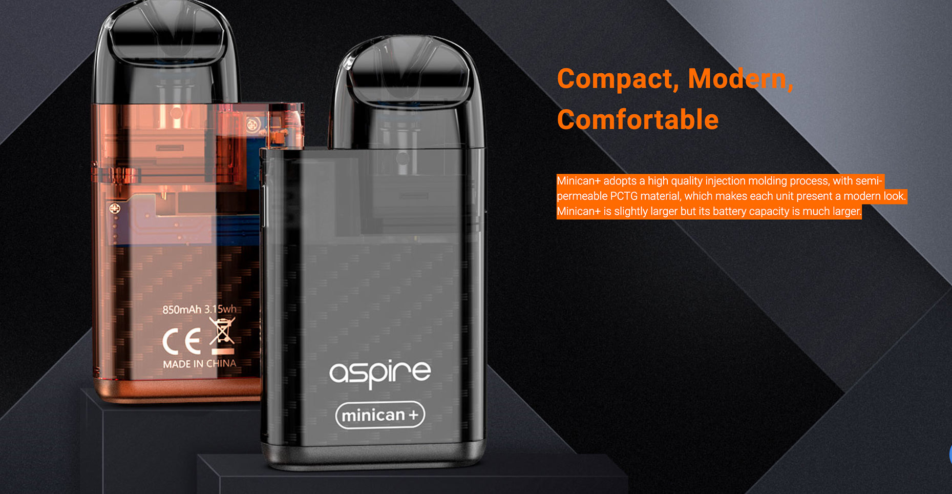 Minican Plus Vape Pod Kit by Aspire Size