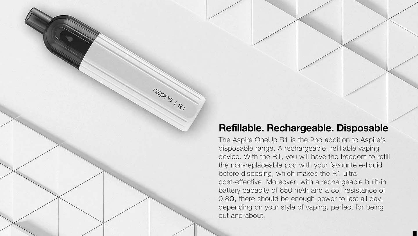 One Up R1 Rechargeable Disposable Vape Kit by Aspire Features