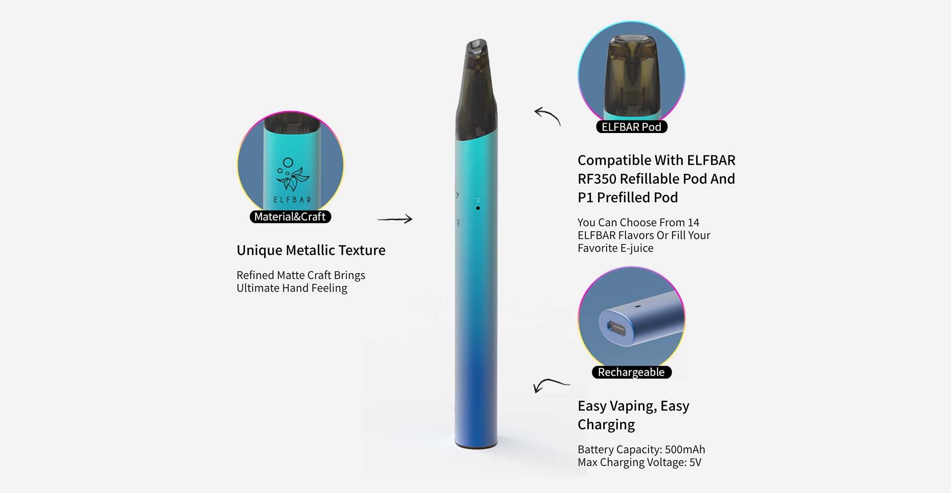 Mate 500 Vape Device by Elf Bar Features