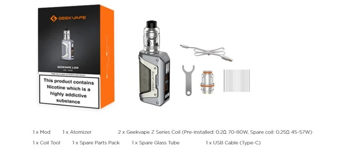 L200 Aegis Legend 2 Vape Kit by Geekvape Box Contents