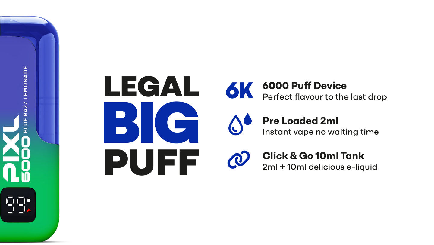 PIXL 6000 Legal Big Puff Disposable Vape Features