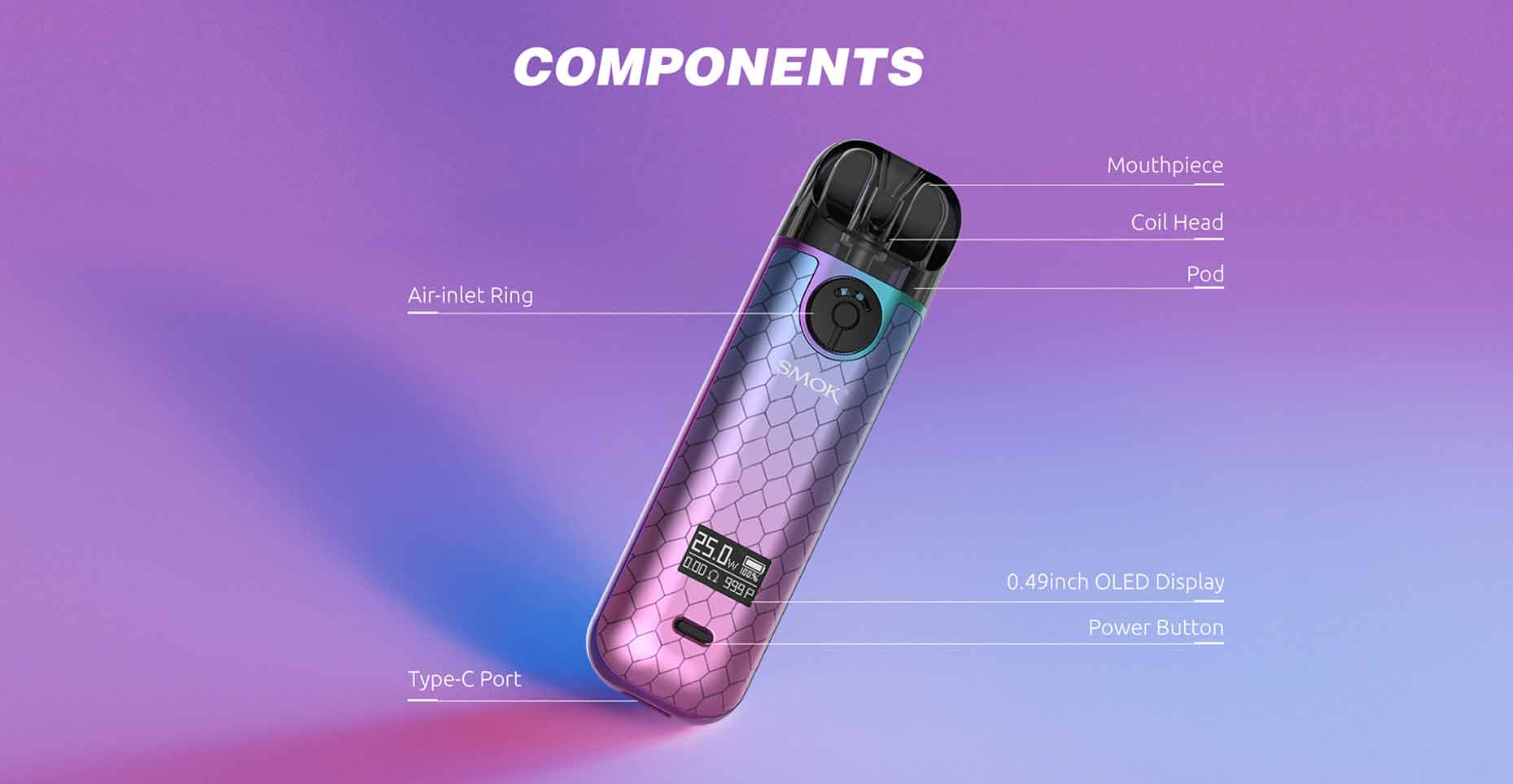 Smok Novo 4 Vape Pod Kit Components