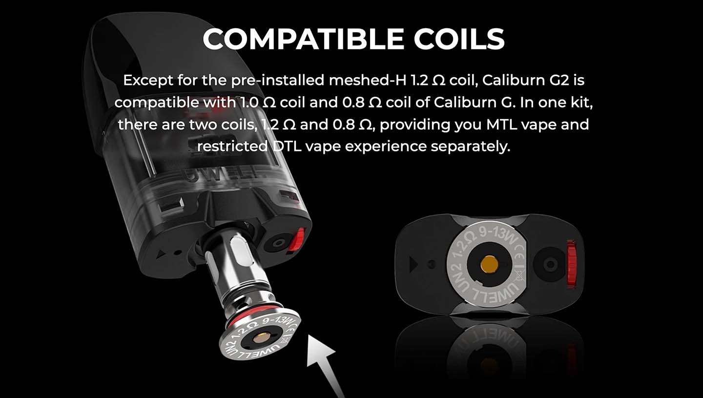 Caliburn G2 Vape Pod Kit by Uwell Coils