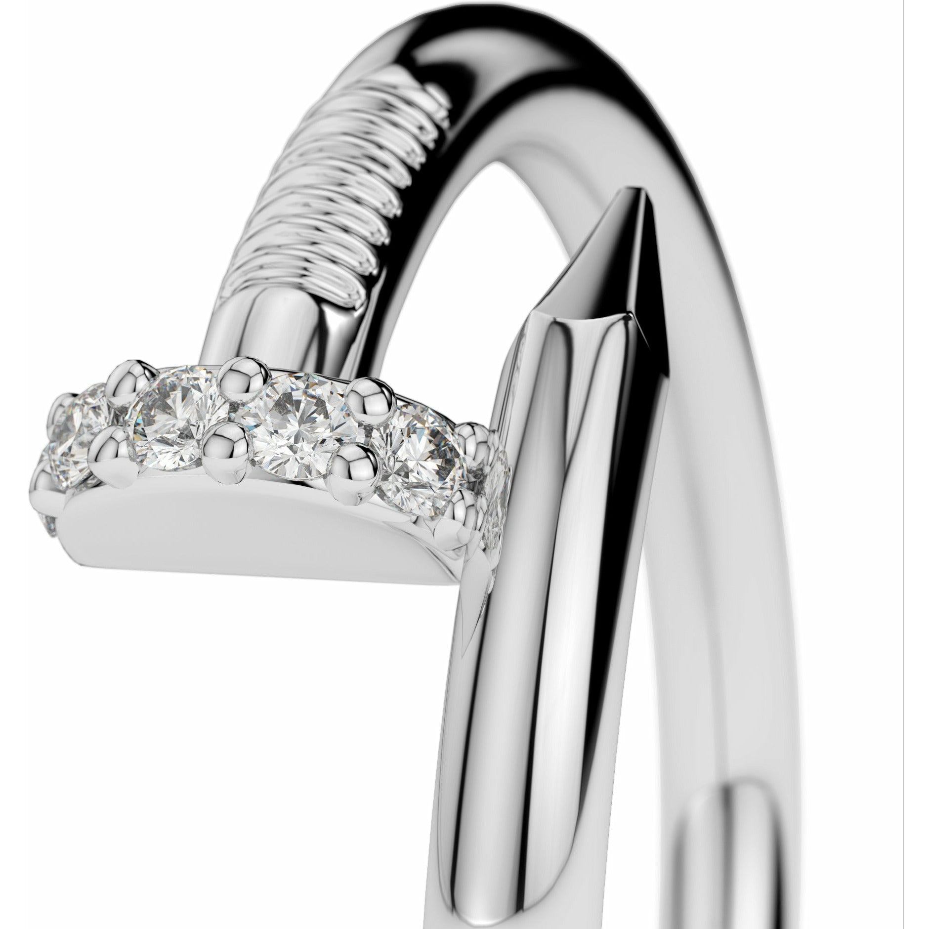 Small Spiral Diamond Nail Ring - Amouria