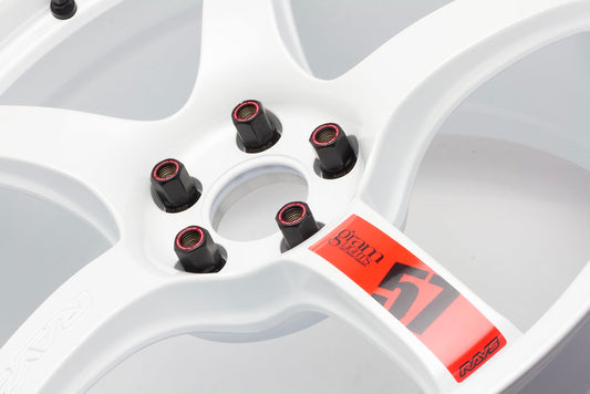 Muteki HR38 Open End Lug Nuts 12x1.25 Black Chrome / Yellow Ring