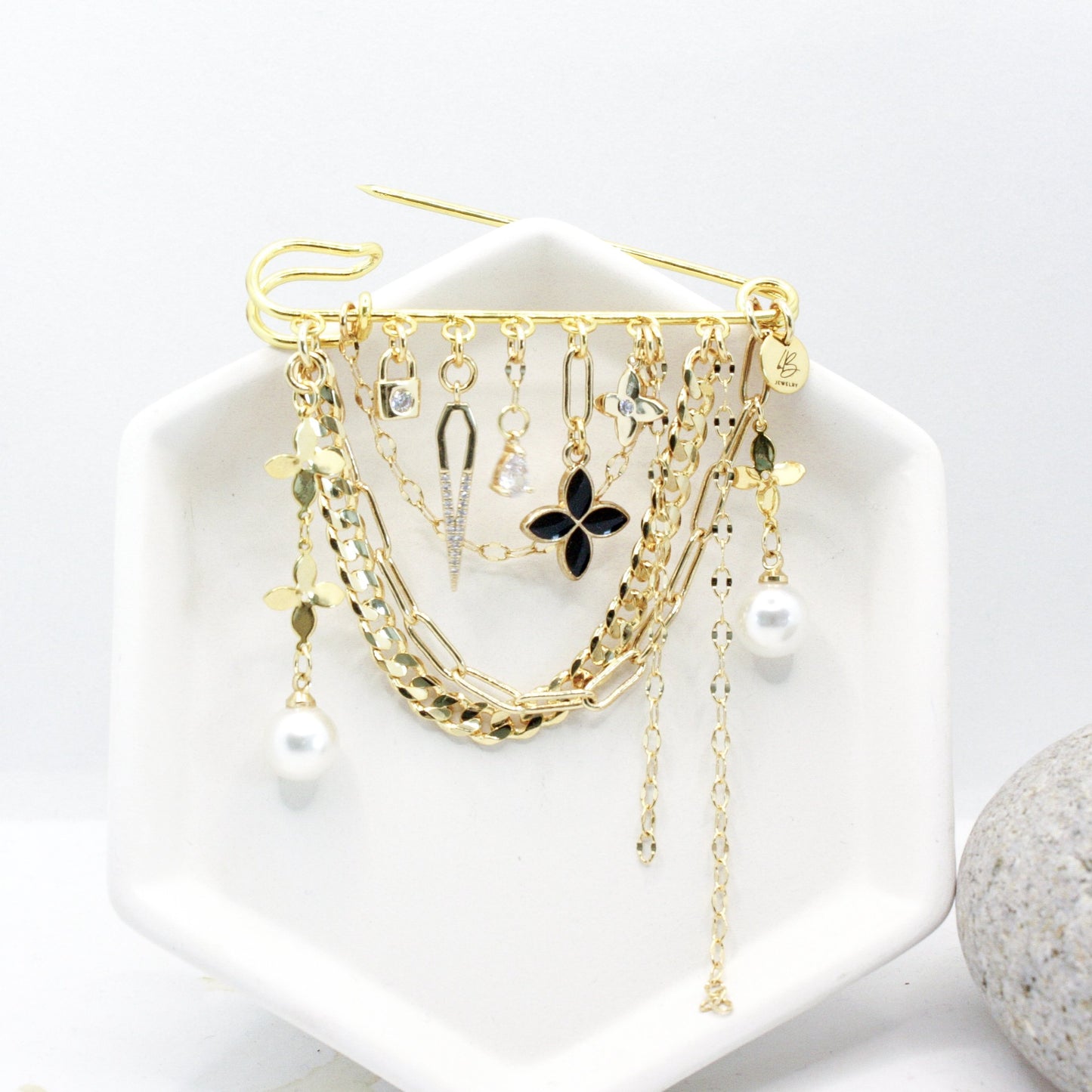 As If! Pin : Chain + Pearl Charm Brooch – bungalowBlonde